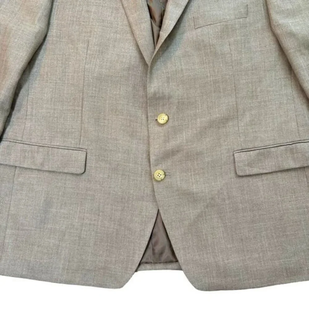 Lauren by Ralph Lauren Tan Blazer Jacket‎ Poly/Linen Blend Size 48R